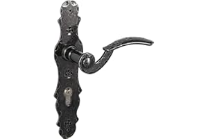 Gedotec Poignee de Porte | BERN | Cylindre PZ 92 mm | 1 Pièce ferrure de porte antique poignée | Fer Forgé Noir | Garniture à béquilles pour portes intérieures | Plaque longue garniture à béquilles
