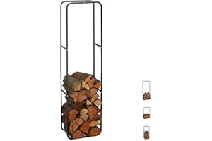 ‎RELAXDAYS Relaxdays Regał na drewno kominkowe, stojak na drewno kominkowe, stojak na drewno opałowe, wys. x szer. 150 x 40 cm, antracyt