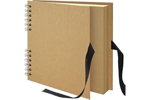 Remowith 20,5 x 20,5 cm 40 Seiten DIY Scrapbook Fotoalbum Hardcover Kraft Blankose Erinnerungsbuch für Hochzeit Jubiläum Familie Baby Khaki