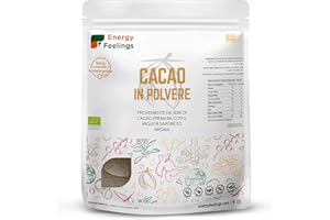 Energy Feelings Cacao Crudo BIO in Polvere 1 Kg | Cacao Senza Zucchero Senza Glutine nè Lattosio | Cacao Vegano Antiossidante | Cacao Sgrassato