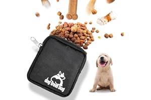 Bepilesto Small Dog Treat Pouch, Black Dog Treat Bag with Carabiner for Puppy Dog Walking Training