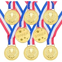 VIEVRE Gouden Medailles Set Van 6 – Voor Kinderfeestjes & Wedstrijden – Lichtgewicht Kunststof Met Lint