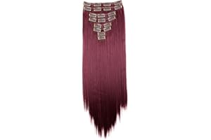 ‎CAISHA CAISHA XL 60cm 7 Teile Set CLIP IN EXTENSIONS Jenny Haarverdichtung Haarverlängerung Glatt Weinrot CE27