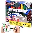 Colozoo Porcelain Markers Dishwasher Safe | 10 Bright Colours Ceramic Paint Pens Including Gold And Silver