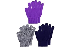 Geyoga 3 Pares Guantes de Punto de Invierno Elásticos Tejidos de Niño