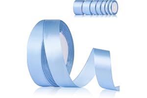 Fyshird Gift Ribbon Blue 20 mm x 22 m Ribbon Wedding Satin Ribbon Light Blue Wide Polyester Ribbons for Crafts Decorative Ribbon for Birthday DIY Gift Packaging