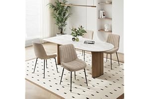 COLAMY Velvet Dining Chairs Set of 4, Velvet Chairs for Dining Room with Metal Legs and Thick Seat Cushion, Upholstered Kitchen Chair with Anti-Slip Pads, Khaki