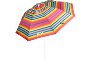 AKTIVE Sombrilla Playa Grande, Protección UV50, Inclinable y Regulable en Altura, Mástil acero, Tejido Oxford, 8 Varillas, Sombrillas Grandes, Funda Transporte con Asa, 220 cm