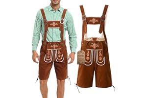 Adisno Lederhosen, Costume Bavarois Homme, Lederhose, Tenue Bavaroise Homme, Costume Fete De La Biere Homme, Marron, Brodé, Matière Flanelle