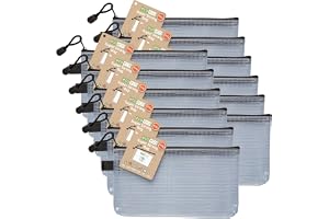 eco-eco Liten 95% återvunnen superklar transparent stark förvaringsväska med svart dragkedja (förpackning med 12)