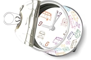 BRISA VW Collection - Volkswagen Table Clock, Magnet Clock, MyClock also customizable, Photo Gift in T1 Bus Campervan Design (Outlines)