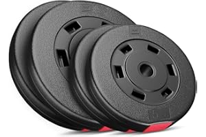 ‎HS HOP-SPORT Hop-Sport Hantelscheiben Set 5kg bis 30kg, Kunststoff, Gewichtsplatten mit 31mm Lochdurchmesser, ideal für Standard 30mm Langhantelstangen, Robuste Gewichtsscheiben für Krafttraining