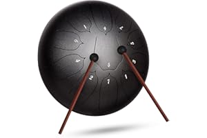 INMAKER Steel Tongue Drum 11 Note 10 Inch D-Key Steel Drum Percussion Instrument with Drum Sticks Music Book for Adult Kid Musical Education Yoga…