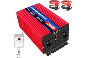 ETREPOW® Convertisseur Pur Sinus 3500W Onduleur 12v 220v Onduleur pour Voiture Camion Camping(télécommande sans Fil, Fusibles)