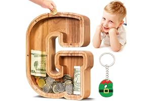 Summidate Spardose für Kinder Junge, Personalisiert Holz Großes Sparschwein, Unzerbrechliches Buchstabe A-Z Sparbüchse für Kinder Mädchen, Erwachsene, Geschenk&Dekoration (Initiale-G)