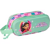 SAFTA GABBY'S Dollhouse 3D Double Pencil Case, Children's Pencil Case, Ideal for School Age Children, Comfortable and Versati