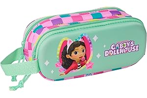 safta GABBY'S Dollhouse 3D - Trousse Double 3D, Trousse pour Enfant, idéale pour Les Enfants d'âge Scolaire, Confortable et Polyvalente, qualité et résistance, 21 x 6 x 8 cm, Multicolore, M
