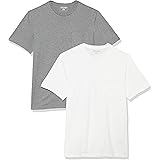 Amazon Essentials T-Shirt Girocollo con Tasca a Maniche Corte Slim Uomo, Pacco da 2