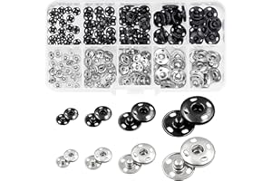 LUCKYKODOR 80 Ensembles de Boutons Pression à Coudre, 4 Tailles Boutons-Pression en Métal (6mm 7,5mm 8,5mm 12mm) Boutons Couture pour Vêtements Portefeuille Artisanat de Bricolage