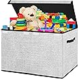 homyfort Large Toy Box Storage Chest for Girls Kids,Collapsible Toy Bin Organizer Basket with Lids for Blanket,Toys,Toddler,Nursery,Playroom (White)
