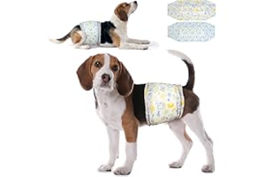 Dono Couches pour Chiens mâles, 24 pièces, Culottes pour Chiens mâles, indicateur d'humidité, Couche Chien Male Super absorbantes pour l'incontinence, l'entraînement, Le Voyage, XS, S, M, L
