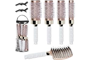 ‎AOZZY Haar-Rundbürste Set Zum Föhnen,Rundhaarbürste für Welliger und Glattes Haarstyling,Antistatische Keramik Ion Runde Haarbürste Set mit 1 Massage Wildschweinborsten Entwirrungsbürste