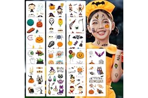 Atuoxing 30 Fogli Tatuaggi Halloween Bambini, Adesivi per Tatuaggi Temporanei di Halloween Decorazion, Halloween Tatuaggi Adesivi Set per Bambini (D)
