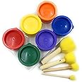 Imicreate 6 Pcs Finger Paint with Sponge Brushes, Non Toxic Smooth, Mixable, Easy to Wash & Dry Paints for Kids (Combo Offer) (Finger Paint with Sponge Dabber)