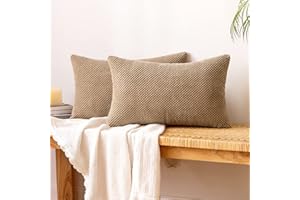 EMEMA Kordsamt Kissenbezug Dekorative Granulat Sofakissen Dekokissen Kissenbezüge Kissenhülle Couchkissen Überwurf Kissen Bezug Zierkissen für Couch Sofa Wohnzimmer 2er Set 40x60 cm Braun