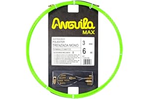 Anguila Max 75330006 Guía pasacables Especial Tubos Estrechos Poliéster Trenzada Monofilamento 3mm 6 Metros y terminales Mixtos, Verde