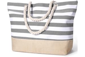 Januts Bolsa de Playa Mujer Grande con Cremallera Bolsos Tote Bag de Playa Impermeable Bolso de Mano Bolso Playa Shopper Bolsa de Hombro para Playa Viajes Compras Escuela Trabajo