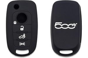 Lage Guscio Cover Chiave in Silicone per Telecomando Auto compatibile con Fiat 500X 4 Tasti (vedere compatibilità nelle foto) – Custodia protettiva colore NERO