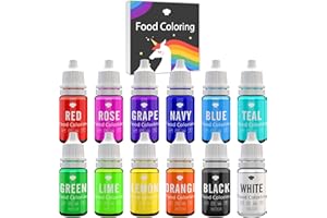 VIBRANDYE Lebensmittelfarbe - 12 x 10ml Lebendige Lebensmittel Farben zum Backen, Kuchen Dekorieren, Zuckerguss, Kekse, Fondant und Macaron - Flüssige Food Coloring für die Seifenherstellung und Basteln