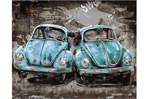 WACYDSD Malen nach Zahlen, blaues Auto, einzigartiges Geschenk, handgemaltes Ölgemälde für Zuhause, Wanddekoration, Kunstwerke, rahmenlos