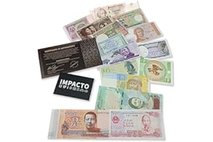 IMPACTO COLECCIONABLES Billets de Banque de Collection - Comprend 15 Billets de Banque Authentiques de 15 Pays différents - Monnaie Mondiale - Collectionnable avec Certificat d'authenticité