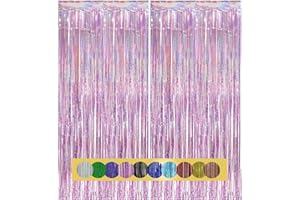 Montegoni 2 Piezas de Cortina con Flecos de Rosas metálicas de 1x2,5 m, decoración de lámina Brillante para Año Nuevo, cumpleaños, Baby Shower, Fiesta de Boda | Flecos para decoración