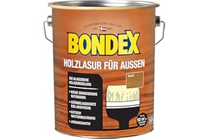 Bondex Holzlasur für Außen Eiche 4 L für 52 m² | Hoher Wetter- und UV-Schutz | Natürliches Abwittern - kein Abplatzen | seidenmatt | Holzschutzlasur | Holzlasur