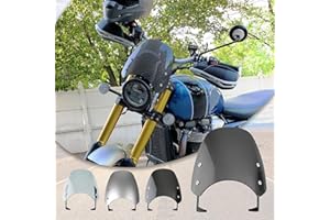 TaTonCycle Pare-Brise de Moto Déflecteur de Vent Déflecteur de Vent Support de Montage Compatible avec T-riumph Bonneville Scrambler 1200 XE/XC/BE 2019 2020 2021 2022 (Argent)