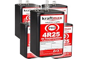 kraftmax 5er Pack 4R25 PRO - 6V Hochleistungs- Industrial Longlife Blockbatterie - 6 Volt Batterie Block - NEUSTE Generation 4R25X