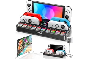 Tokluck TV Dock, Compatible avec Nintendo Switch/Switch OLED, Chargeur avec Adaptateur 4K HDMI, Support de Switch et Accessoire avec 10 Emplacements de Jeu
