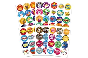 BROMMAT Pegatinas de recompensa para niños, 16 hojas de pegatinas de recompensa, pegatinas de recompensa redondas de animales para niños, suministros para profesores de aula para niños pequeños (192 piezas)