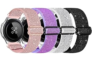 DKGKOO Elastic Nylon Strap 4-Pack: 18mm, 19mm, 20mm, 22mm Quick Release - Compatible with Samsung, Garmin, Fossil, Amazfit, Huawei Watch