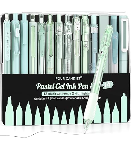 KITDAHOM 5er-Set Gelstifte – Premium Druckkugelschreiber Mit 0,5mm Spitze, Weichem Griff & Pastellfarben