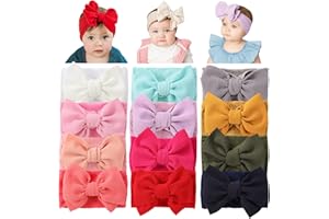 Cinaci Lot de 12 Bandeaux en Nylon Super Extensible avec Gros Nœud Accessoires pour Cheveux Bandeaux pour Bébés Filles Nourrissons Tout-petits Enfants