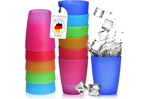 ‎IDEA-STATION idea-station NEO Trinkbecher Kinder 12 x 250 ml - bunte Plastikbecher Kinder - wiederverwendbare Kinderbecher aus stabilem Kunststoff - Mehrweg Hartplastik Becher Plastik