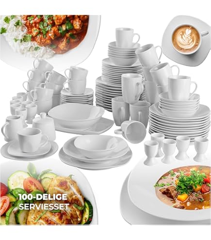 Générique Bone China Service De Vaisselle, 44 Pièces De Vaisselle En