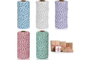 Ksvaye 5 Rollos Hilo Macrame 2mm Cuerda Manualidades Cuerda de Algodón de Navidad Cordón Hilo Cocinar para Floristería Envasar Regalos Bricolaje Hornear Jardinería Carnicería (5 Colores,500M)
