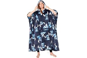 Disney Hoodie Blanket Poncho Oversize in Pile, Marina Militare, Etichettalia Unica Donna