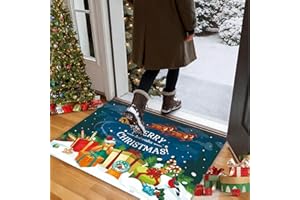 YISKY Zerbini Natalizi, 40 × 60 CM Zerbino Natalizio Ingresso, Decorazione Casa Zerbino, Tappeto Assorbente Antiscivolo, Tappetino Antiscivolo con Motivo Natalizio, per Interni ed Esterni (G)