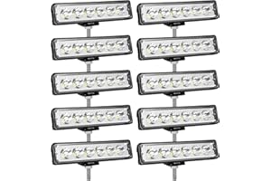 SKYWORLD 10Pcs Faro Trabajo LED Focos de Coche 12V 24V 6 Pulgadas 15cm 18W Faros Led Tractor Barra de Luz LED Foco de Tractor para 4x4 Moto ATV SUV Camión Excavadora Barco luces Todoterreno